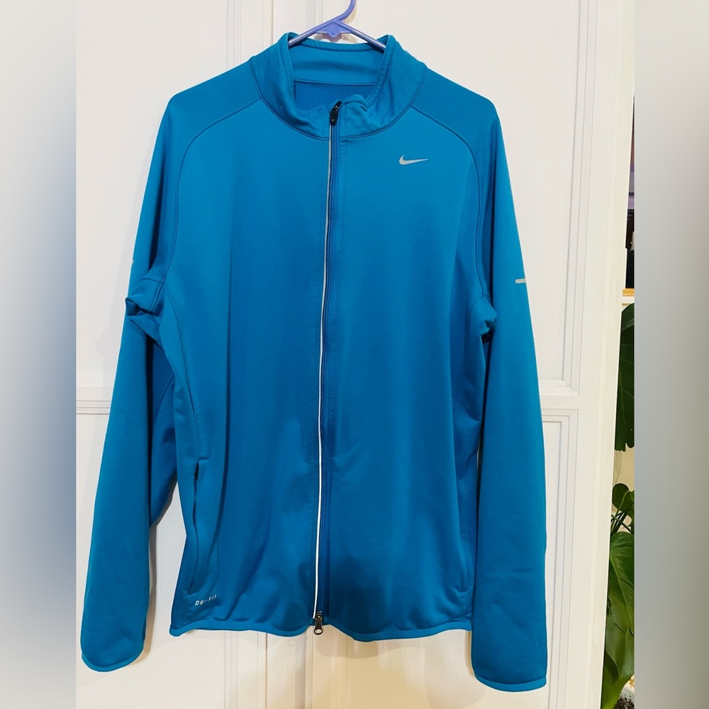 Nike Epic Dri-Fit‎ Training Track Jacket Mens Large Teal Blue Full Zip Coat